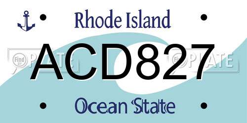 ACD827 Rhode Island License Plate