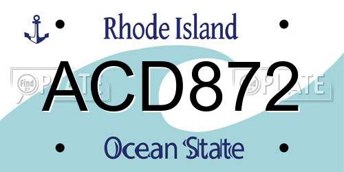 ACD872 Rhode Island License Plate