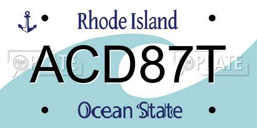 ACD87T Rhode Island License Plate