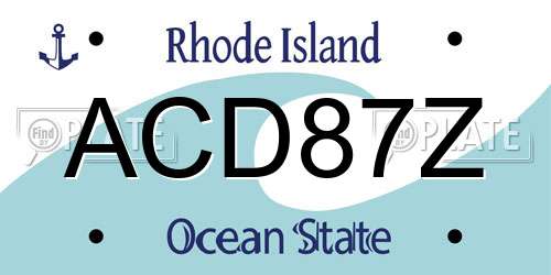 ACD87Z Rhode Island License Plate