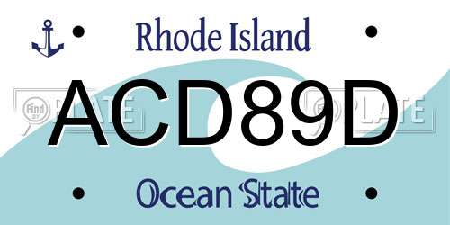 ACD89D Rhode Island License Plate