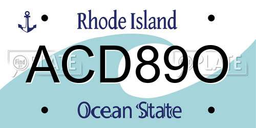 ACD89O Rhode Island License Plate