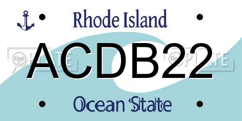 ACDB22 Rhode Island License Plate