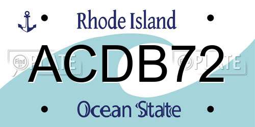 ACDB72 Rhode Island License Plate
