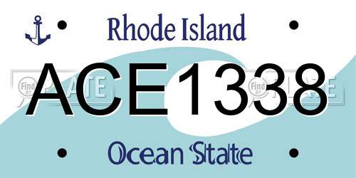 ACE1338 Rhode Island License Plate