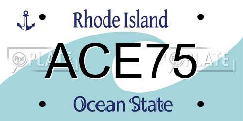 ACE75 Rhode Island License Plate