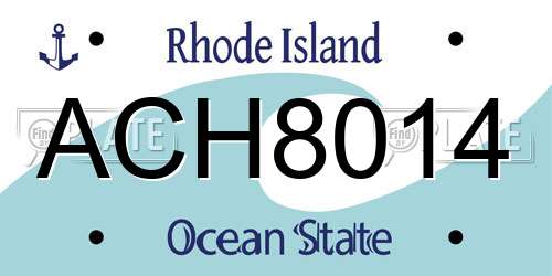 ACH8014 Rhode Island License Plate