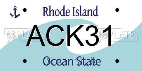 ACK31 Rhode Island License Plate