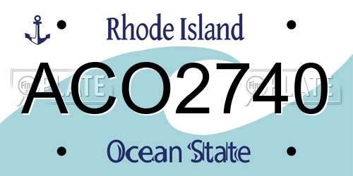 ACO2740 Rhode Island License Plate