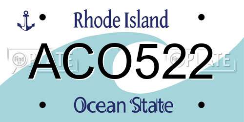 ACO522 Rhode Island License Plate