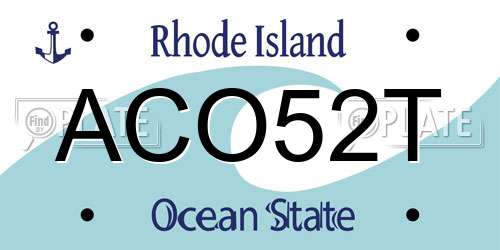 ACO52T Rhode Island License Plate