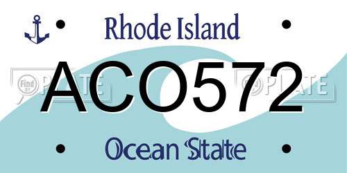 ACO572 Rhode Island License Plate