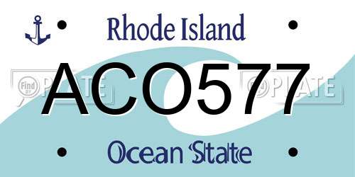 ACO577 Rhode Island License Plate