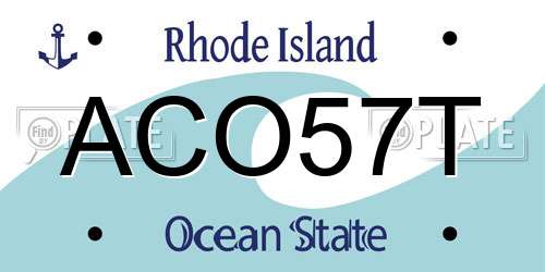ACO57T Rhode Island License Plate