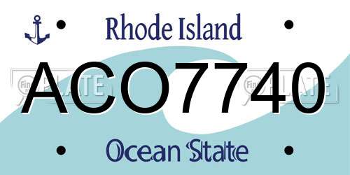 ACO7740 Rhode Island License Plate