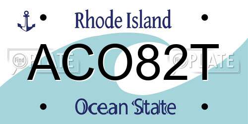 ACO82T Rhode Island License Plate