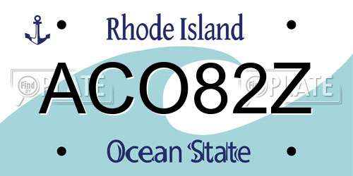 ACO82Z Rhode Island License Plate