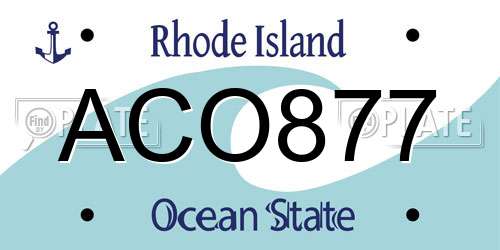 ACO877 Rhode Island License Plate
