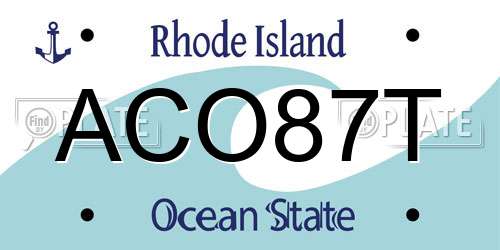 ACO87T Rhode Island License Plate