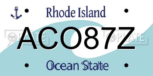 ACO87Z Rhode Island License Plate