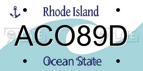 ACO89D Rhode Island License Plate