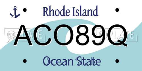 ACO89Q Rhode Island License Plate