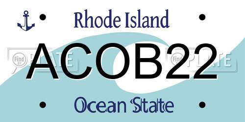 ACOB22 Rhode Island License Plate