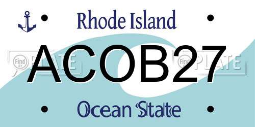 ACOB27 Rhode Island License Plate