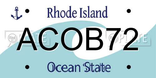 ACOB72 Rhode Island License Plate