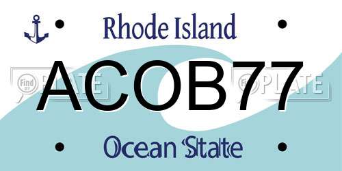 ACOB77 Rhode Island License Plate
