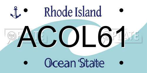 ACOL61 Rhode Island License Plate