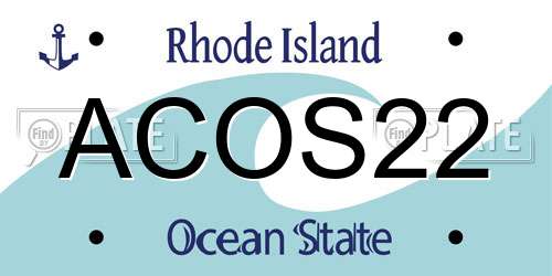 ACOS22 Rhode Island License Plate