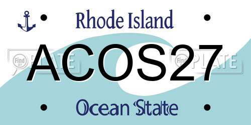 ACOS27 Rhode Island License Plate
