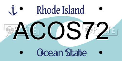 ACOS72 Rhode Island License Plate