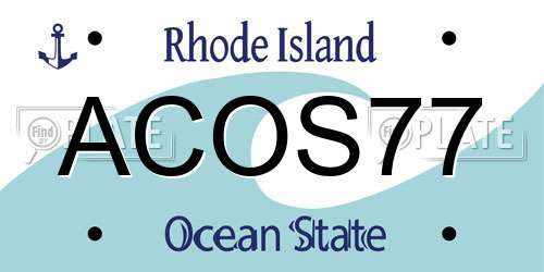 ACOS77 Rhode Island License Plate