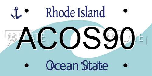 ACOS90 Rhode Island License Plate