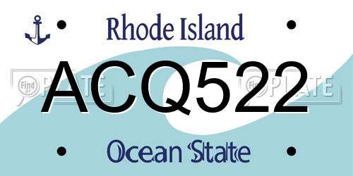 ACQ522 Rhode Island License Plate