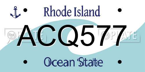 ACQ577 Rhode Island License Plate