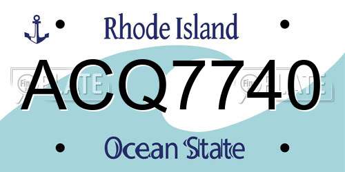 ACQ7740 Rhode Island License Plate