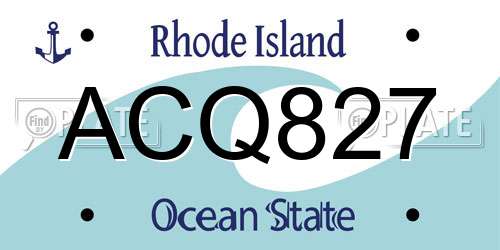 ACQ827 Rhode Island License Plate
