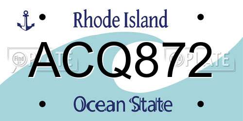 ACQ872 Rhode Island License Plate