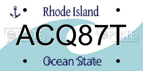 ACQ87T Rhode Island License Plate