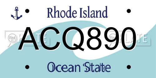 ACQ890 Rhode Island License Plate