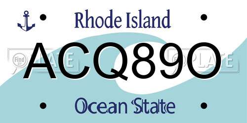 ACQ89O Rhode Island License Plate