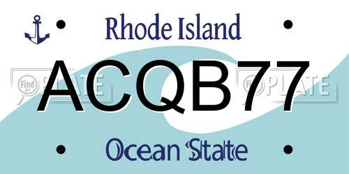 ACQB77 Rhode Island License Plate