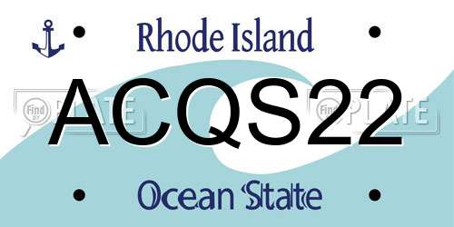 ACQS22 Rhode Island License Plate