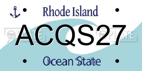 ACQS27 Rhode Island License Plate