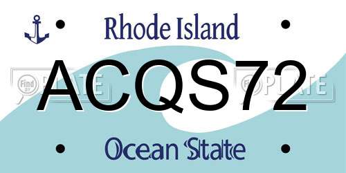 ACQS72 Rhode Island License Plate