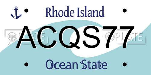 ACQS77 Rhode Island License Plate