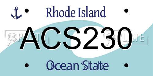 ACS230 Rhode Island License Plate